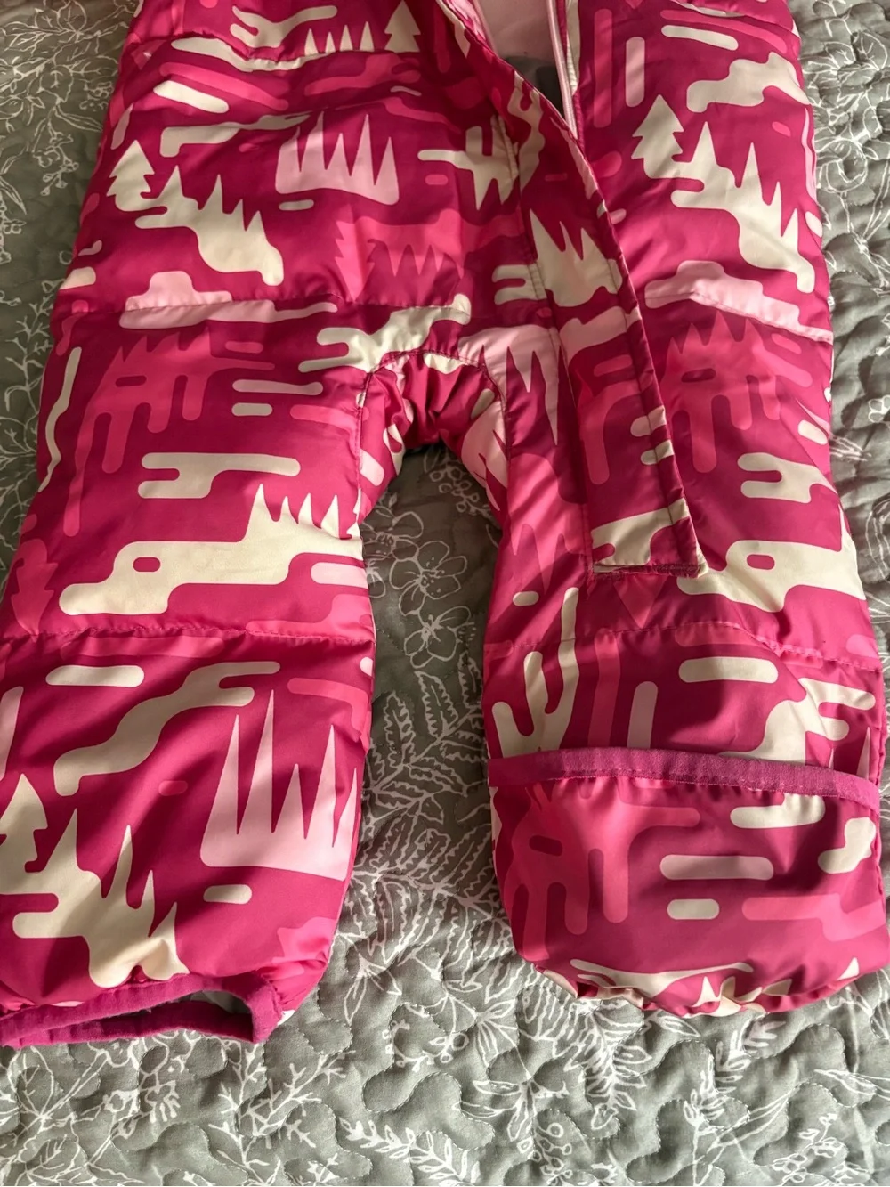 Columbia Pink and Cream Patterned Kids Puffer Snowsuit